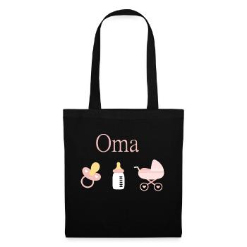 Oma Geburt Mädchen Vorlage personalisierbar - Stoffbeutel - Schwarz - Vorne