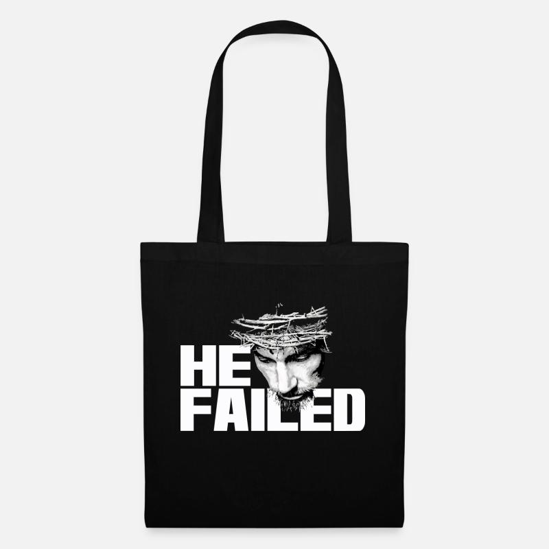 Jesus-Shirt HE FAILED - Stoffbeutel - Schwarz