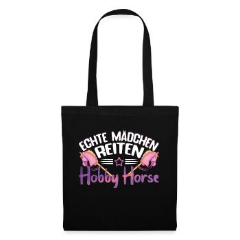 Hobby Horsing Echte Mödchen reiten Hobby Horse - Stoffbeutel - Schwarz - Vorne