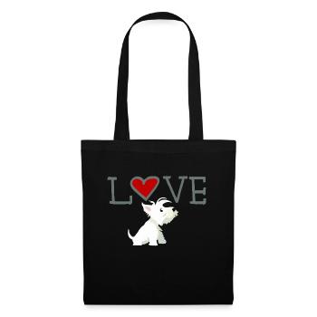 Ich liebe Hunde, West Highland White Terrier - Stoffbeutel - Schwarz - Vorne