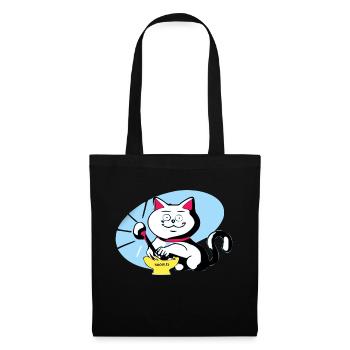 Chat et ramen - Sac en tissu - noir - Devant
