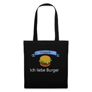 Hinweiß ich liebe Burger - Stoffbeutel - Schwarz - Vorne