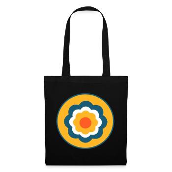 Flower, Blue Flower, Floral, Colorful, Hippie, Retro - Tote Bag - black - Front