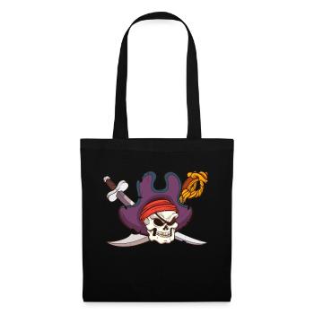 Crâne de pirate - Sac en tissu - noir - Devant