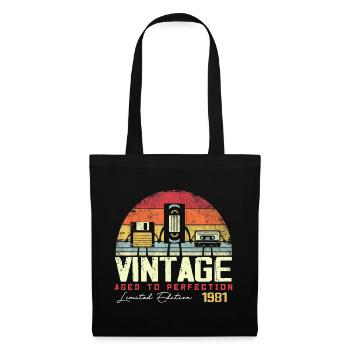Vintage 1981 Geschenk - Stoffbeutel - Schwarz - Vorne