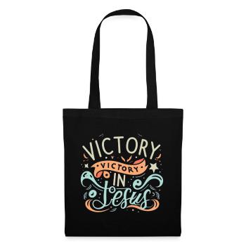 Victory in Jesus – Buntes Design - Stoffbeutel - Schwarz - Vorne