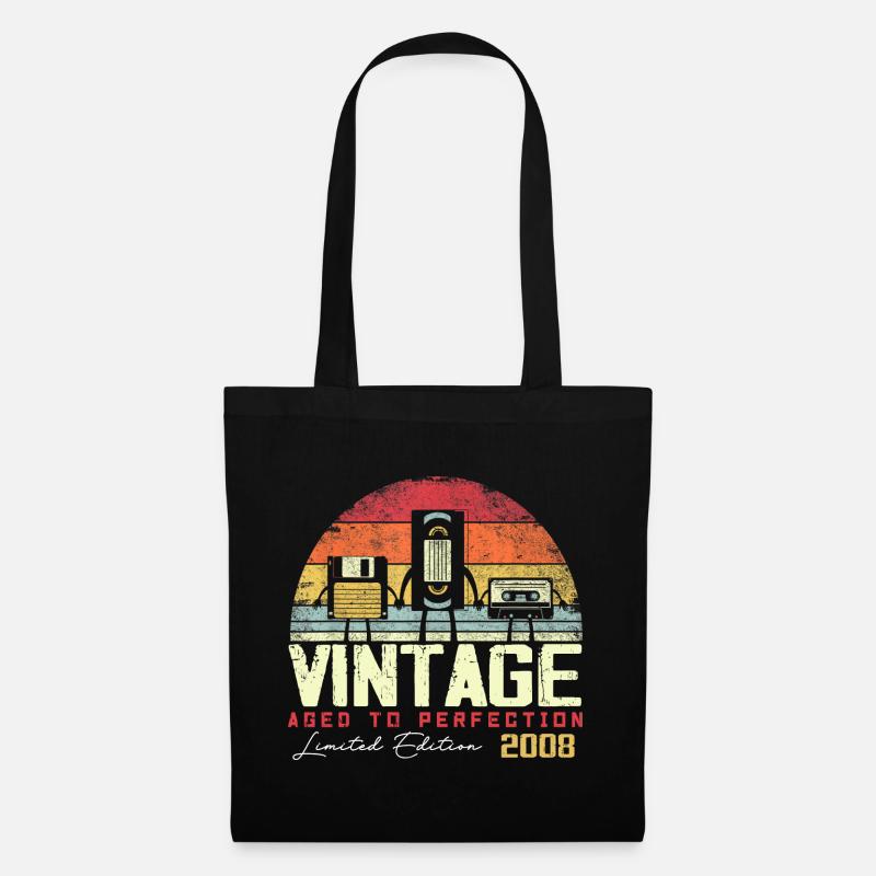 Vintage 2008 Geschenk - Stoffbeutel - Schwarz