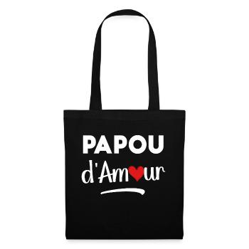 Papou d'amour cadeau original pour tous les papas - Sac en tissu - noir - Devant