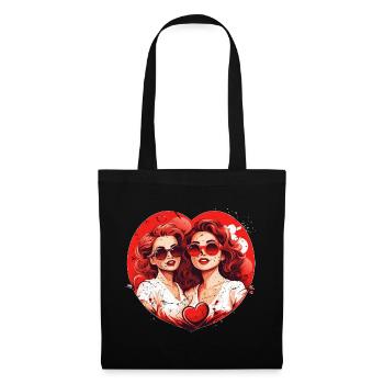 Valentinstag-Outfit für Sie und Sie in Liebe - Stoffbeutel - Schwarz - Vorne