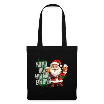 Weihnachtsmann Ho Ho Hol Mir Mal Ein Bier Lustig - Stoffbeutel - Schwarz - Vorne