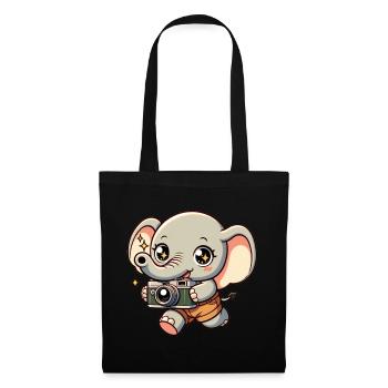 Elephant Photography Little Shutterbug Elephant - Tote Bag - black - Front