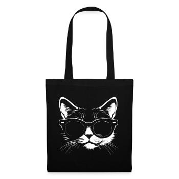 Lustige Katze mit Sonnenbrille Kätzchen Sonnenbrille Katzen - Stoffbeutel - Schwarz - Vorne