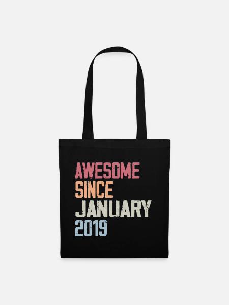 Geburtstag Januar 2019 Retro 2019 Januar - Stoffbeutel - Schwarz