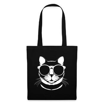 Lustige Katze mit Sonnenbrille Kätzchen Sonnenbrille Katzen - Stoffbeutel - Schwarz - Vorne