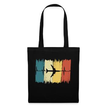 Vintage Airplane Heartbeat - Tote Bag - black - Front