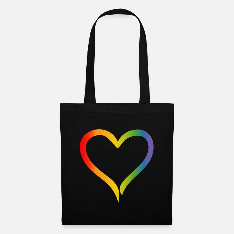 Regenbogen Herz LGBT lgbt tshirt - Stoffbeutel - Schwarz