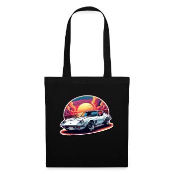 voiture vintage couché de soleil - Sac en tissu - noir - Devant