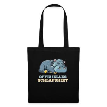 Mein offizielles Schlafshirt Schlafmützen Geschenk - Stoffbeutel - Schwarz - Vorne
