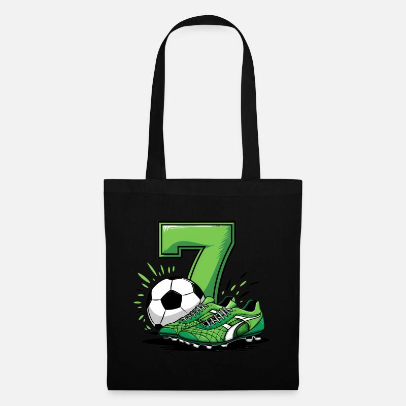 Fussball 7 Jahre - Stoffbeutel - Schwarz