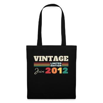 Jahrgang Juni 2012 Geburtstagsgeschenk - Stoffbeutel - Schwarz - Vorne
