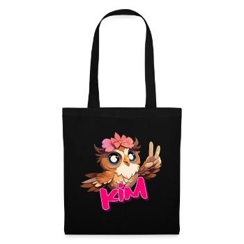 KIM - Beau nom de fille avec hibou mignon - Sac en tissu - noir - Devant