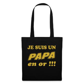 Un papa en or - Sac en tissu - noir - Devant
