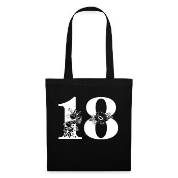 Numéro 18 floral noir -18e anniversaire floral - Sac en tissu - noir - Devant