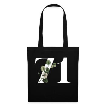 Nummer 71 Blumengrün - 71. Blumengeburtstag - Stoffbeutel - Schwarz - Vorne