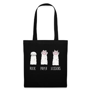 Roche Papier Ciseaux Drôle Chat Amoureux - Sac en tissu - noir - Devant