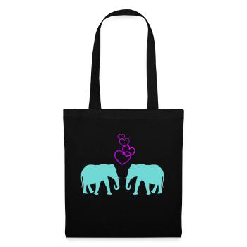 Amour d’éléphant 02 - Sac en tissu - noir - Devant