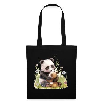 Cute Panda And Bear Friends - Stoffbeutel - Schwarz - Vorne