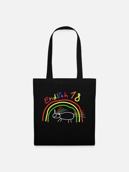 18. Geburtstag Einhorn Regenbogen Geschenk - Stoffbeutel - Schwarz