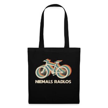 Niemals RadlosSpruch Fahrrad Retro - Stoffbeutel - Schwarz - Vorne