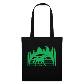 Horse Riding Lines Rider Sun Palm Trees Silhouette - Tote Bag - black - Front