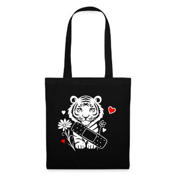 Tiger with plasters and flowers - Get well soon - Tote Bag - black - Front