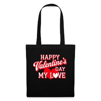 Joyeuse Saint Valentin mon amour cadeau pour elle - Sac en tissu - noir - Devant