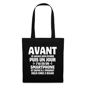 téléphone, sms, téléphone portable - Sac en tissu - noir - Devant