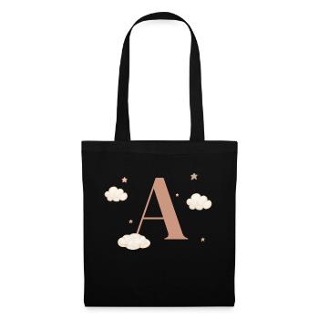 Buchstabe an Sternenwolken - Stoffbeutel - Schwarz - Vorne