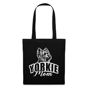 « Yorkie Mom » avec tête de chien - Sac en tissu - noir - Devant
