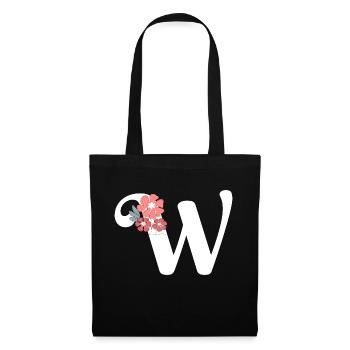 Letter w Minimalist Flowers - Tote Bag - black - Front