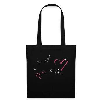Cadre à paillettes coeurs - Sac en tissu - noir - Devant