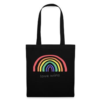 Liebesgrafik Liebe gewinnt Regenbogen - Stoffbeutel - Schwarz - Vorne