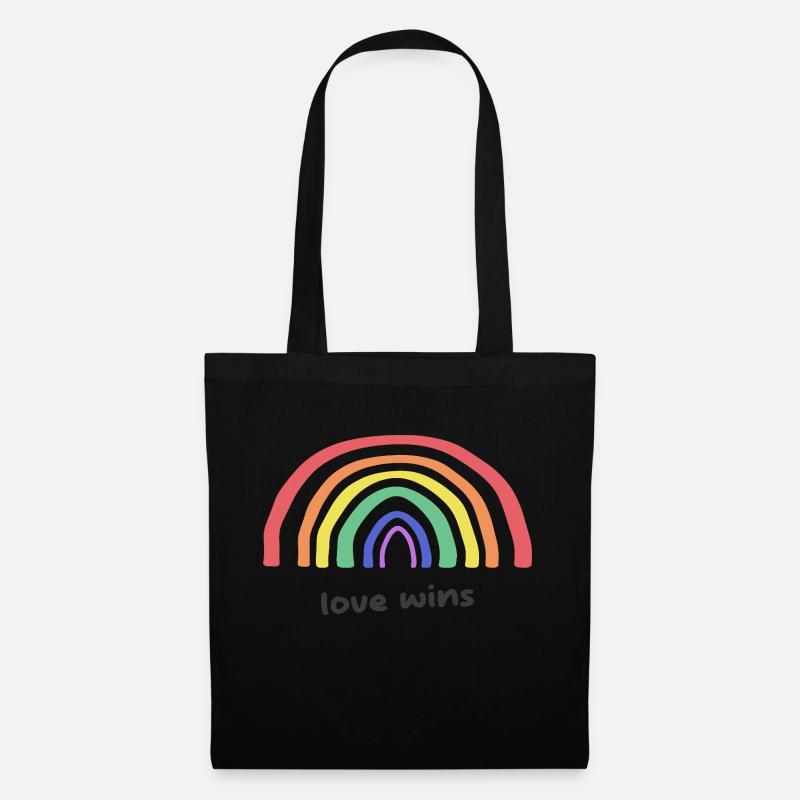 Liebesgrafik Liebe gewinnt Regenbogen - Stoffbeutel - Schwarz