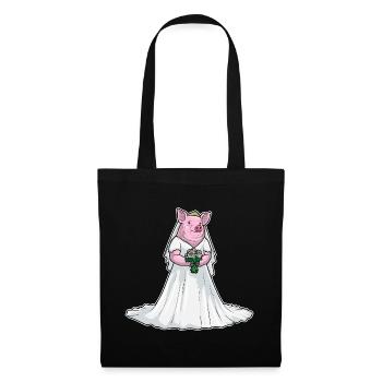 Pig Bridal Bouquet Wedding - Tote Bag - black - Front