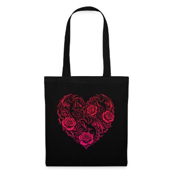 Heart Romantic Dragon Roses And Love - Tote Bag - black - Front
