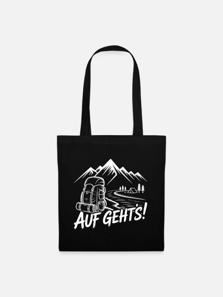 Auf Geht's Bergabenteuer Zeltabenteuer - Stoffbeutel - Schwarz