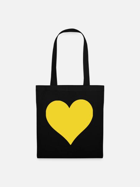 gelbes Herz gelb  Geschenk  - Stoffbeutel - Schwarz