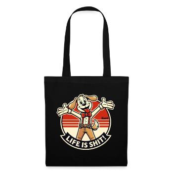 Retro Hund und das Leben ist schön - Stoffbeutel - Schwarz - Vorne