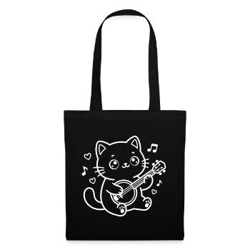 Banjo Kawaii Cat - Sac en tissu - noir - Devant