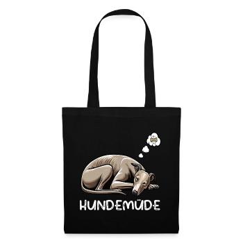 Hundemüde Whippet Windhund Whippets Whippethalter - Stoffbeutel - Schwarz - Vorne